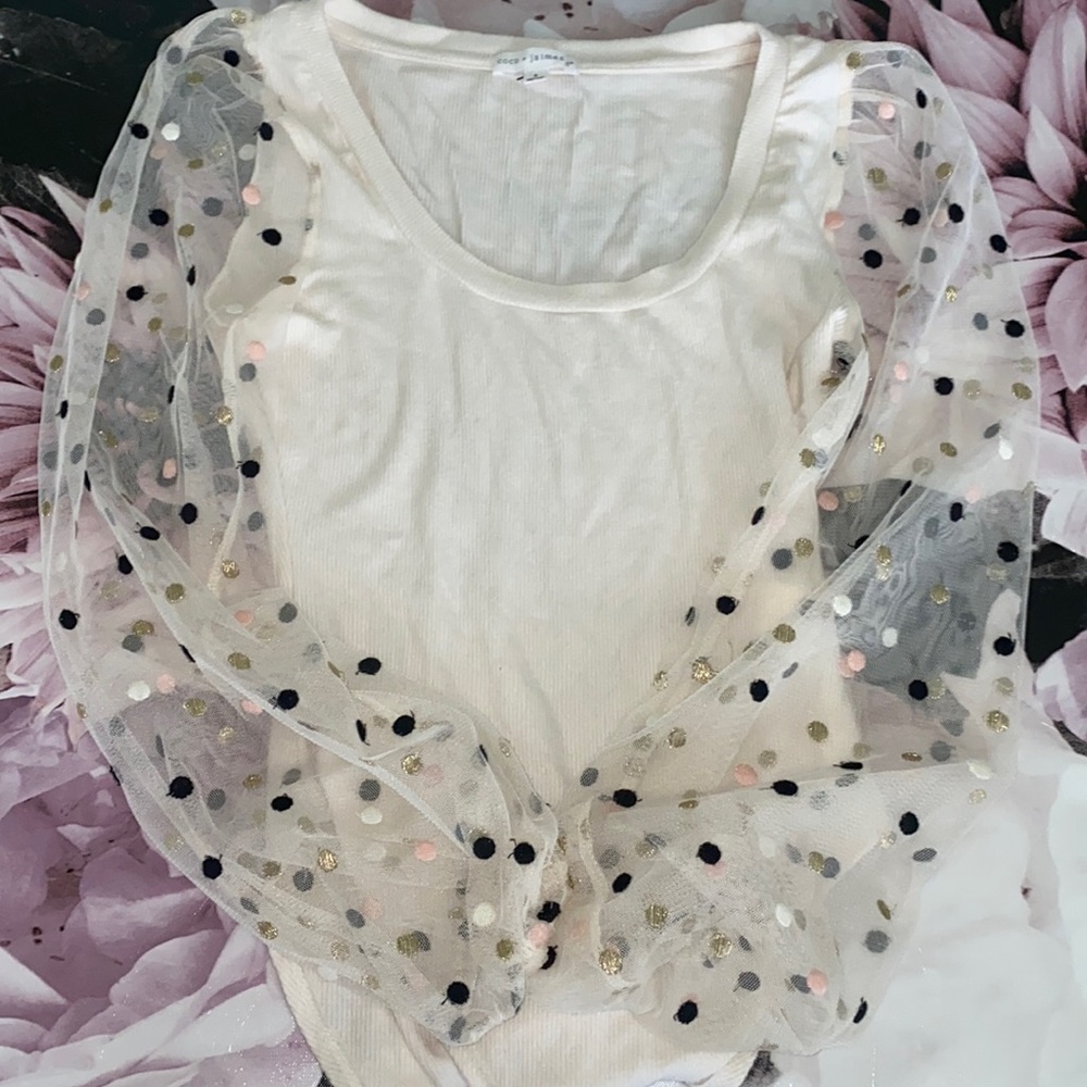 White Body Suit Sheer Balloon Sleeves